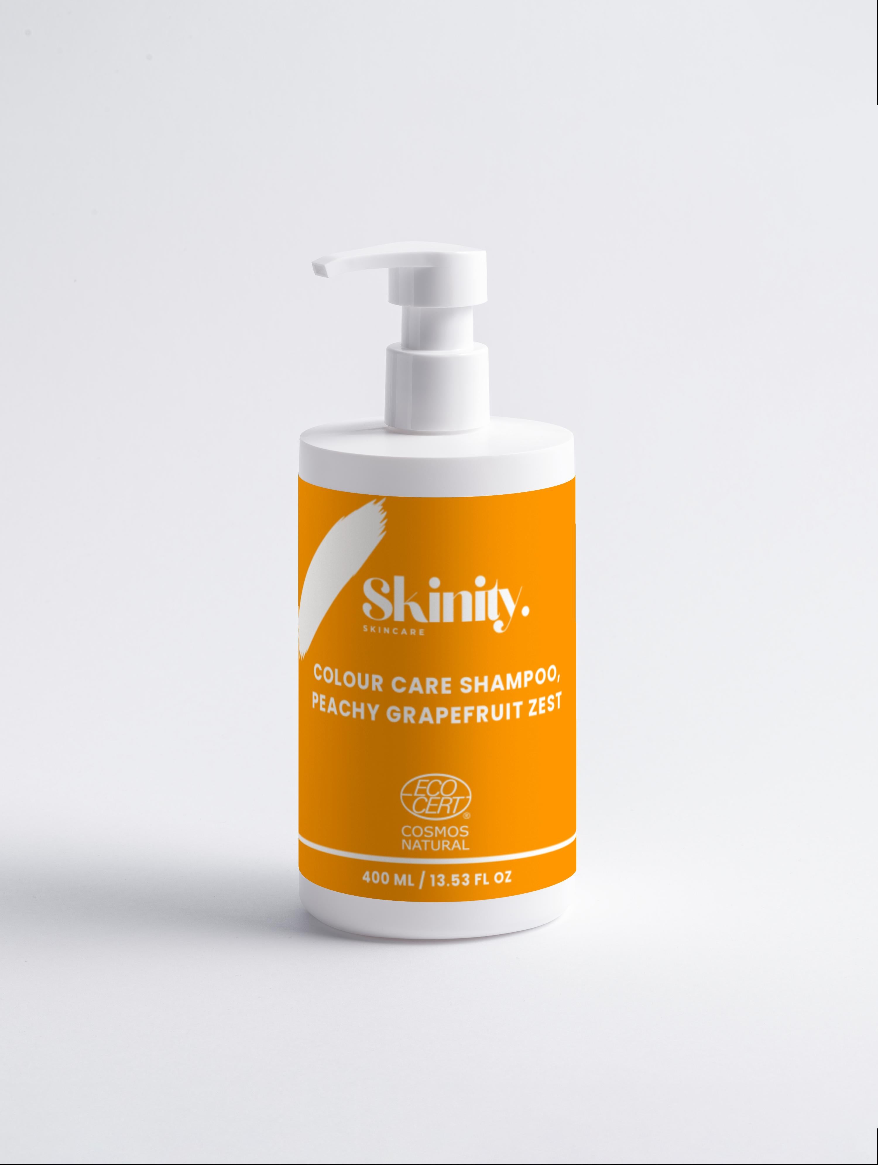 Bio-Farbpflegeshampoo und Pfirsich-Grapefruit-Zest für gefärbtes und glänzendes Haar