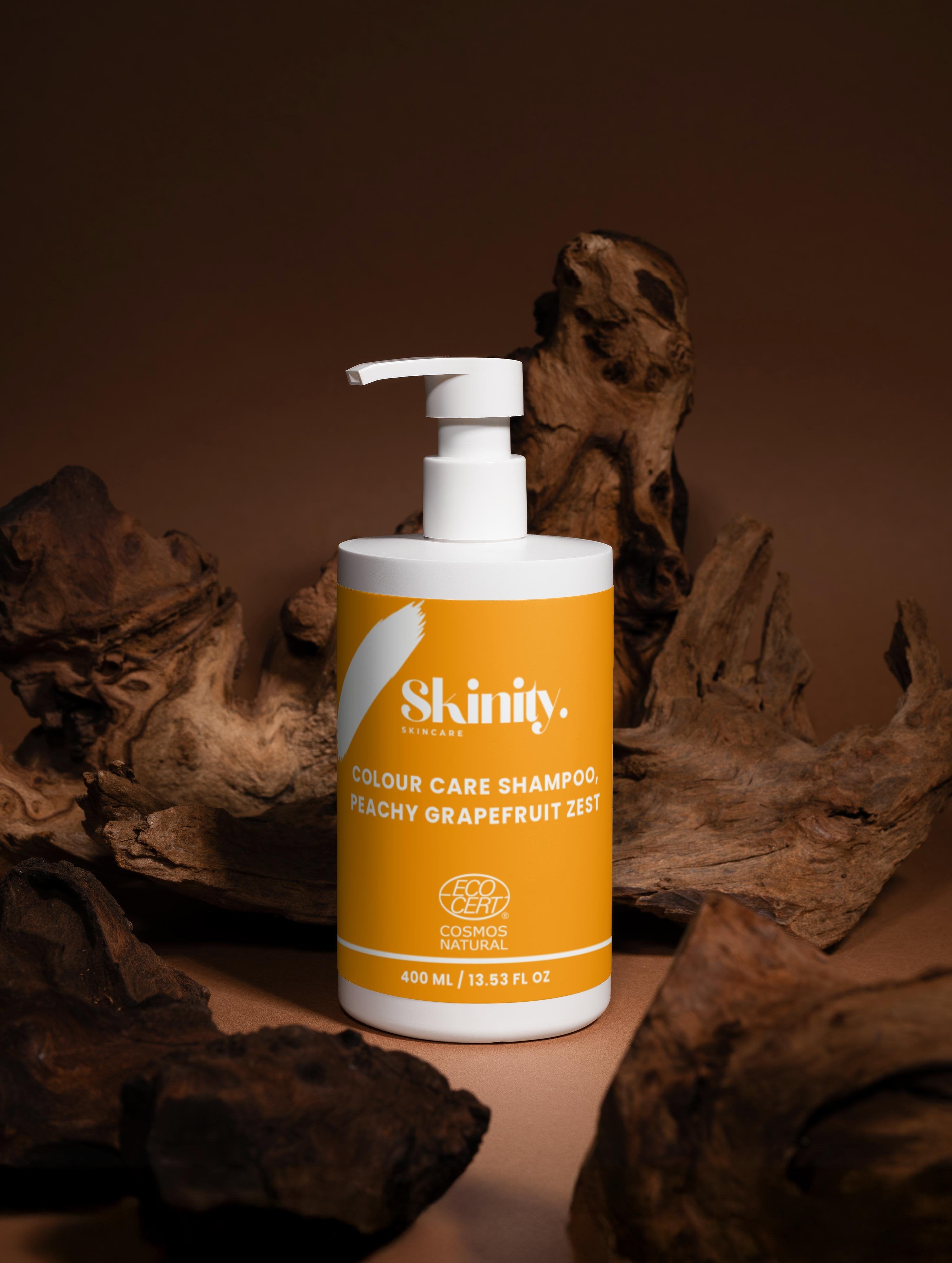 Bio-Farbpflegeshampoo und Pfirsich-Grapefruit-Zest für gefärbtes und glänzendes Haar