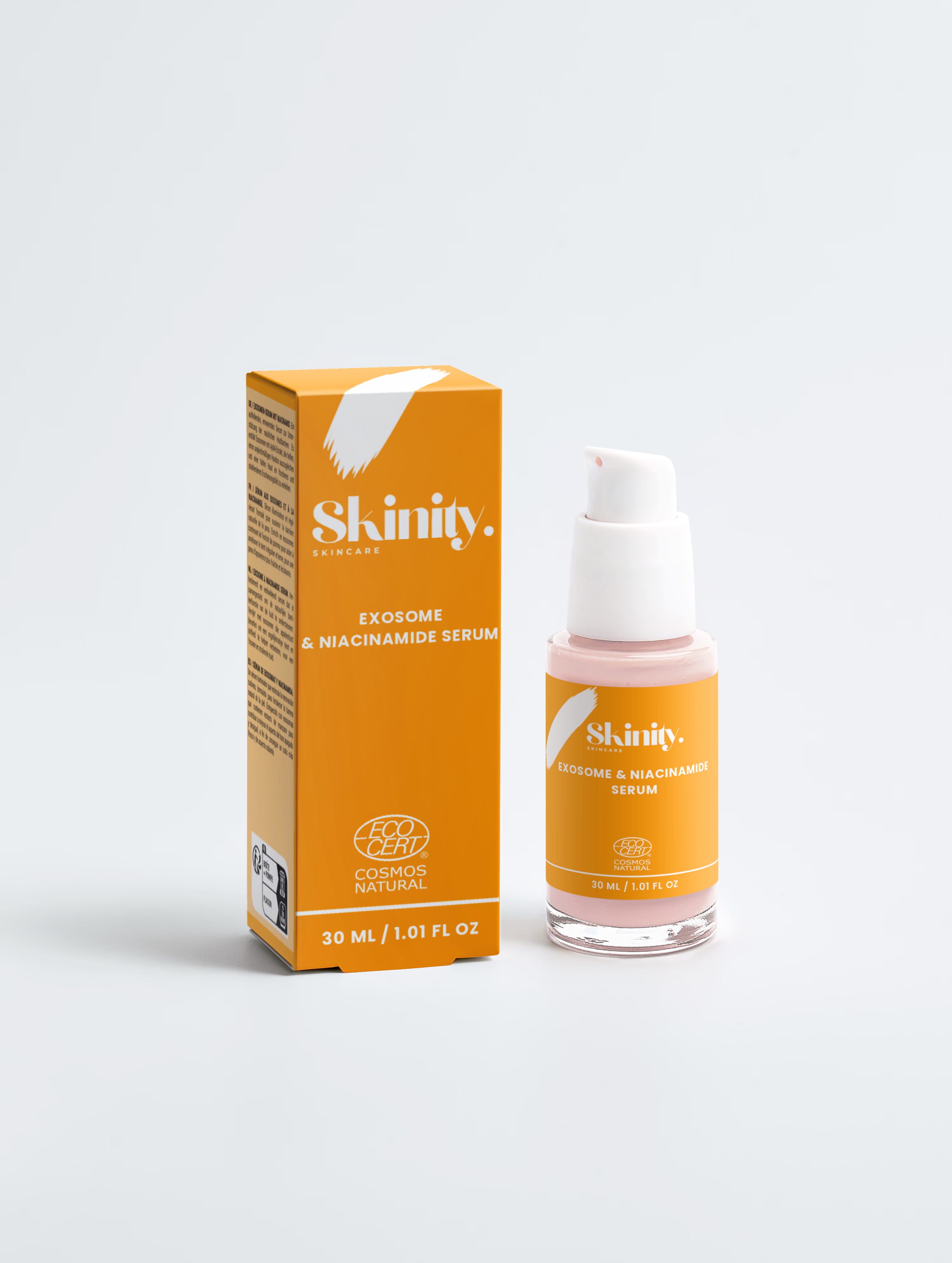 Skinity Exosome and Niacinamide Serum for Glowing Skin and Barrier Repair premium skincare product bottle